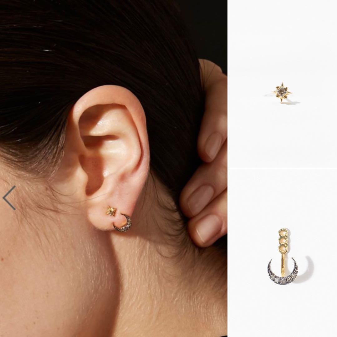 ARTIDA OUD ダイヤピアス ムーンパヴェダイヤイヤーチャーム セット glimmer] new moon pave diamonds ear charm｜ARTIDA OUD（アル