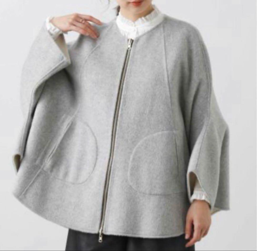 グレブディリリアン リバーシブル ポンチョ・ケープ コート ホワイト