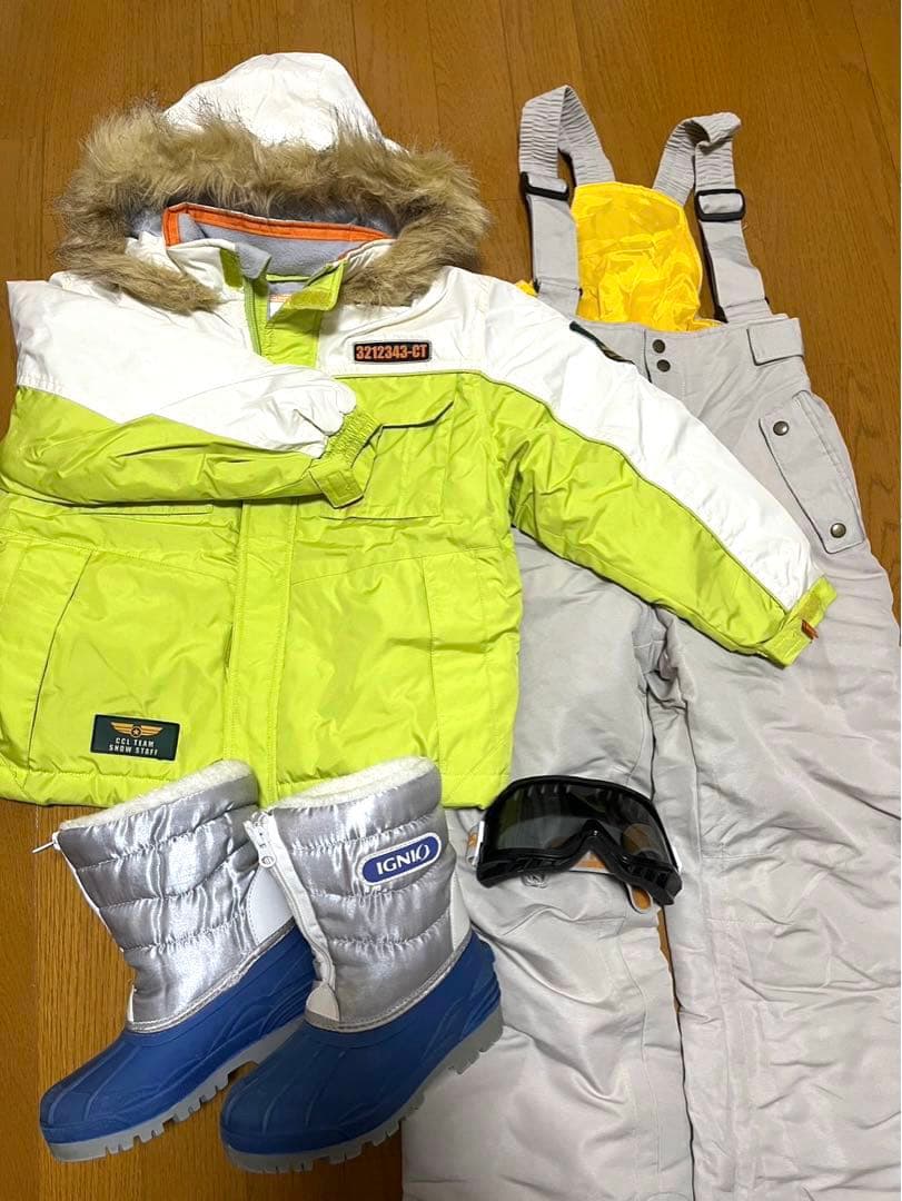 スキーウェア 上下 セット スノーブーツ イグニオ ゴーグル 青 グリーン 雪 スキーウェア 上下 セット スノーブーツ イグニオ ゴーグル 青