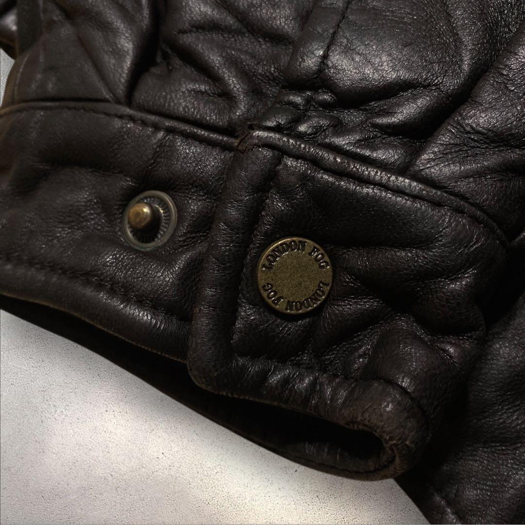 レザーA2ブラックスウィングトップスタンドカラー短丈本革ハイネック