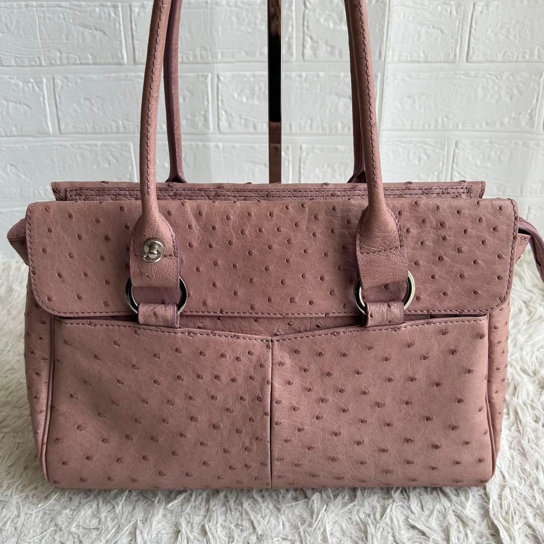 老舗 Takechi タケチ オーストリッチ トートバッグ ピンク 日本製