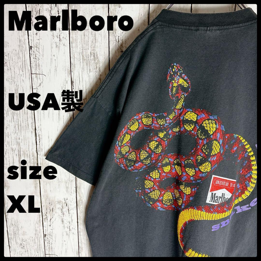 Marlboro マルボロ tシャツ スネークパス 両面 USA製 XL▲□ Marlboro Snake Pass マルボロ スネークパス BLACK XL Tシャツ |