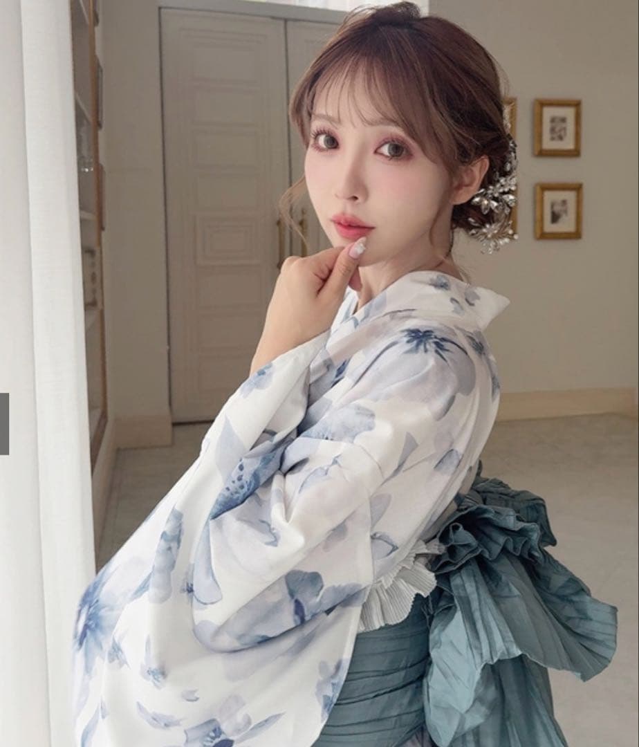 GRL3点セット 2Way 水彩花柄浴衣セット　【fy027】 ショート 3点セット2Way水彩花柄浴衣セット[fy027] | レディースファッション