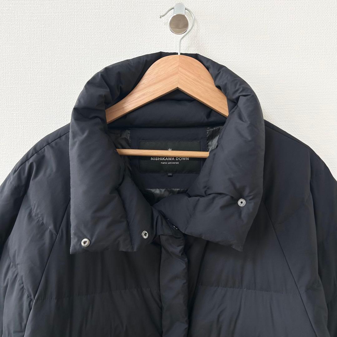 nano universe 西川ダウン ダウンポンチョ ブラック - メルカリ