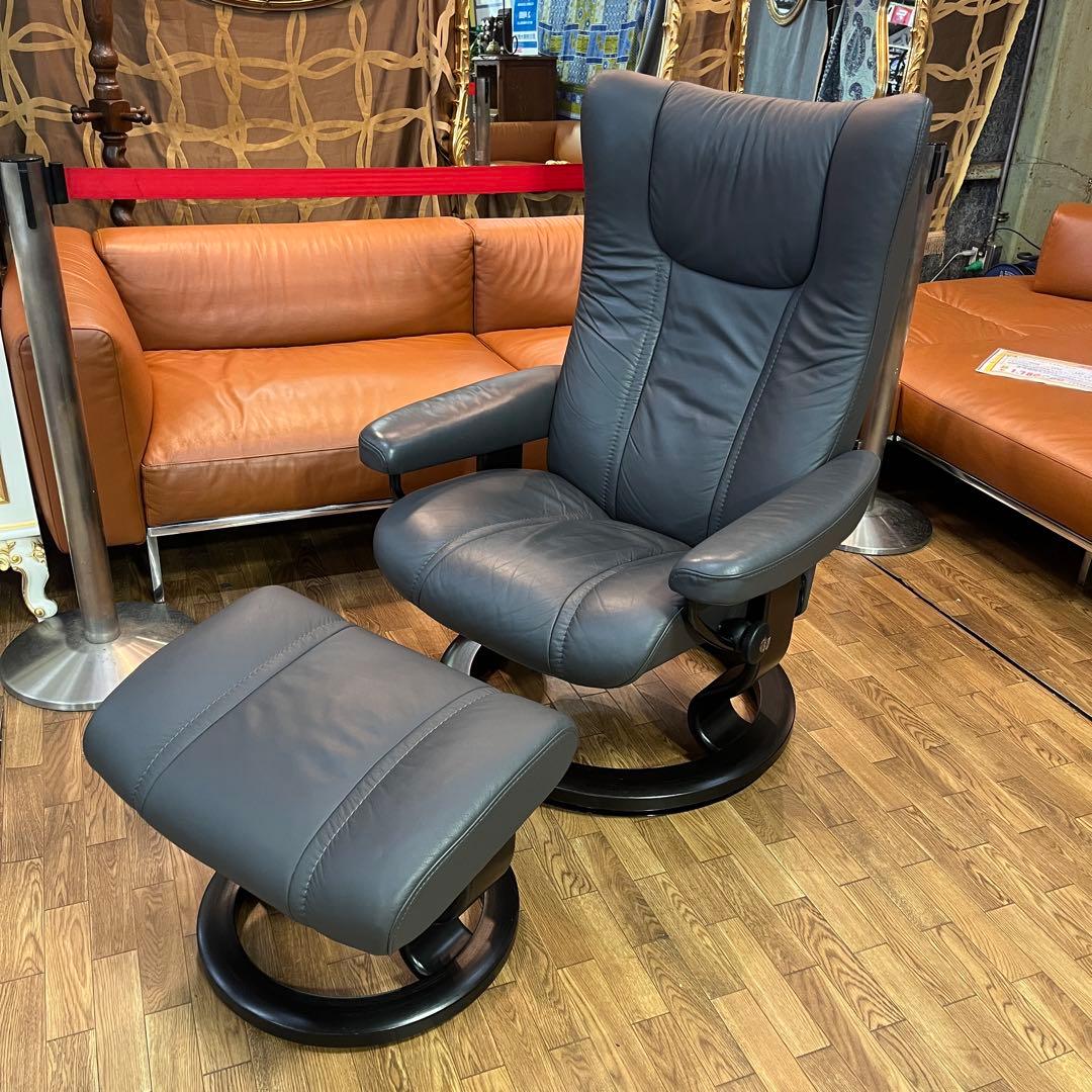エコーネス ストレスレス ウィング チェア＆オットマン Mサイズ 美品