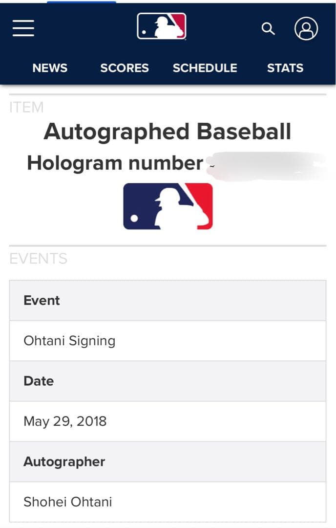 《激レア》大谷翔平 直筆サインボール 【MLBホログラム 2018年5月29日】