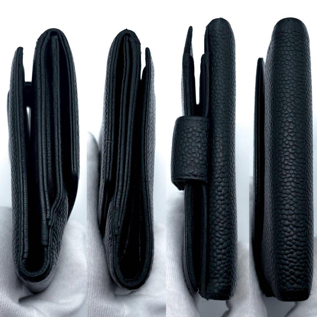美品✨】シャネル 財布 ココステッチ キャビア Wホック 二つ折 BL