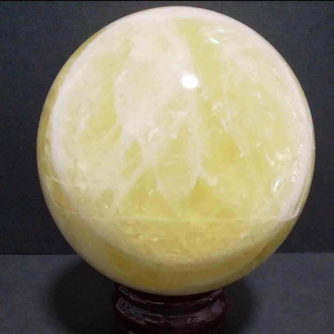 シトリン 黄水晶 丸玉 107mm 1.6kg 大玉 スフィア 天然石 台座付き