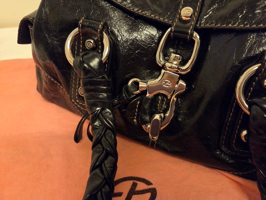 francesco biasia ハンドバッグ レザー 黒 編みこみ y2k - メルカリ