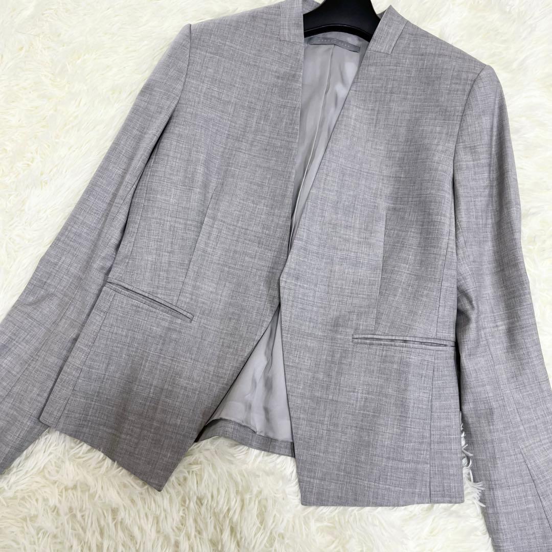 美品 Theory luxe スカートスーツセットアップ ノーカラー グレー