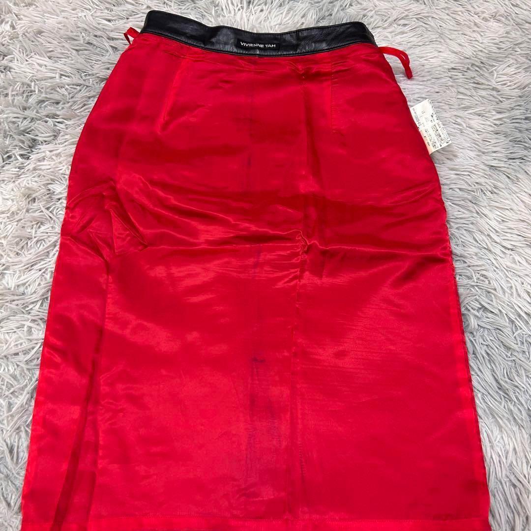 m6054【ヴィヴィアンタム】レザースカート 牛革 Aライン ロング ミディ