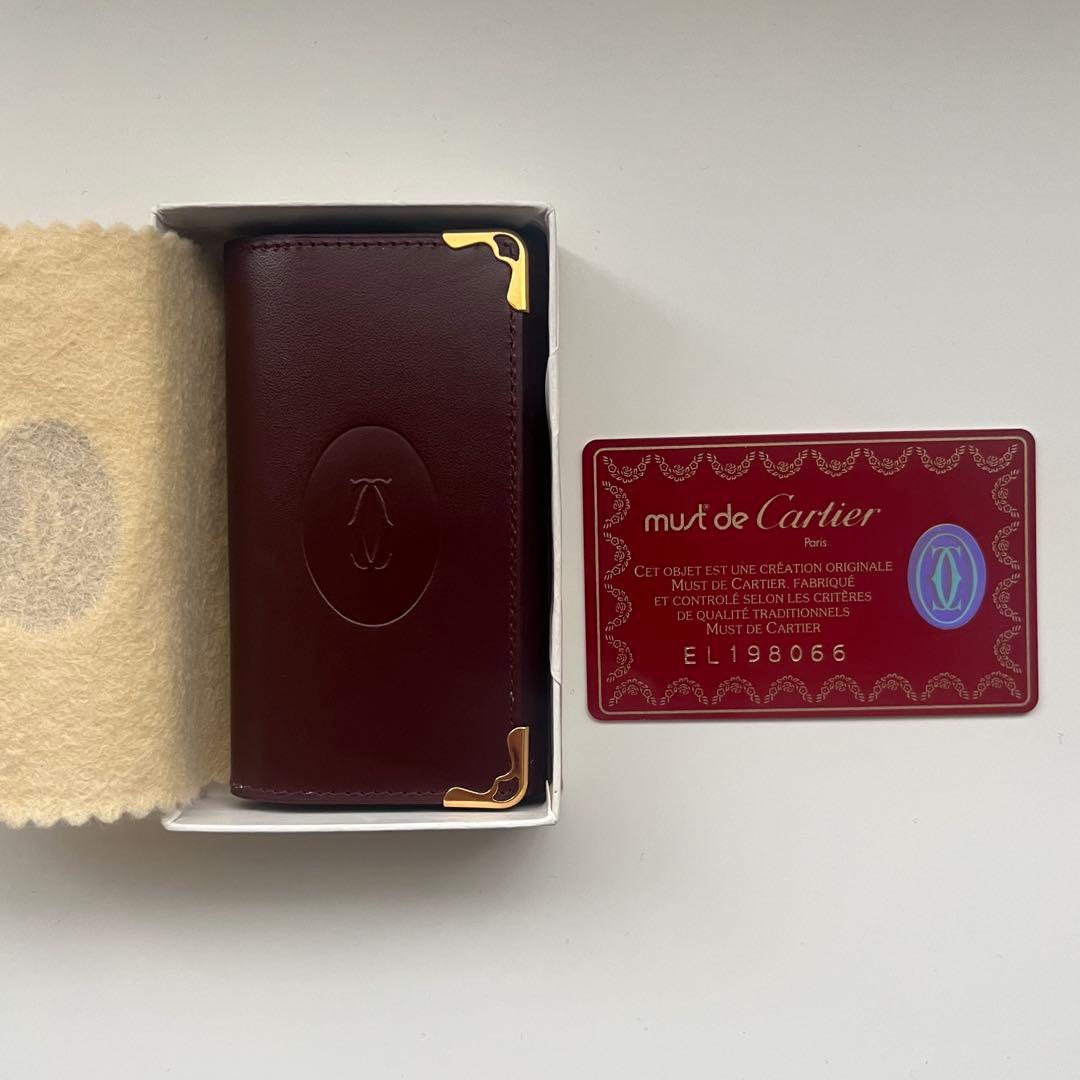 正規品カルティエCartier キーケースバーガンディレザーボルドー赤