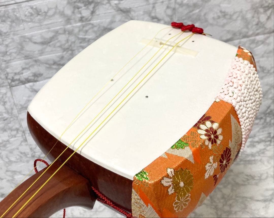 美品】三味線 中棹 撥 特選白象印 ハードケース付き 音出し確認済