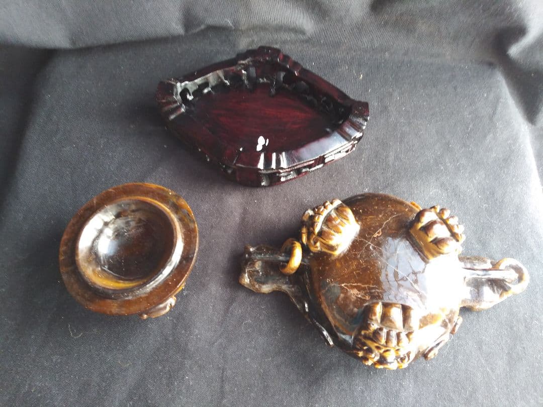 虎目石香炉 中国工芸品 置物 NO.840