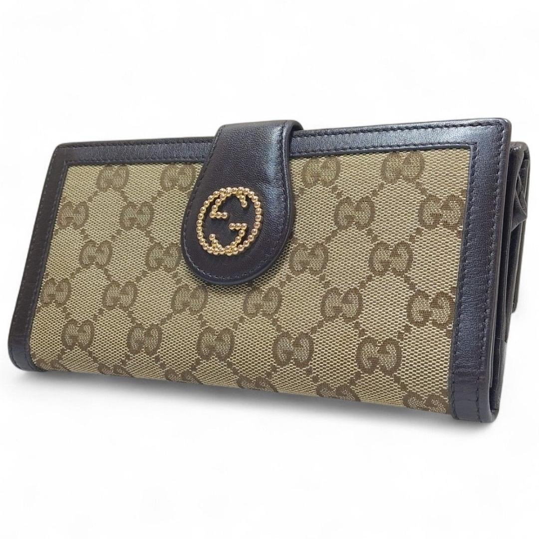 GUCCI 長財布 インターロッキングG GGキャンバス ブラウン 正規品 人気