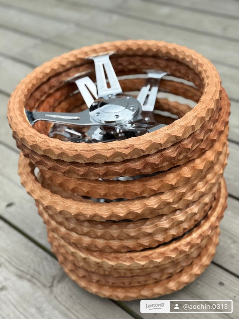 2個セット 木製ステアリングハンドル 名栗加工 35cm - メルカリ