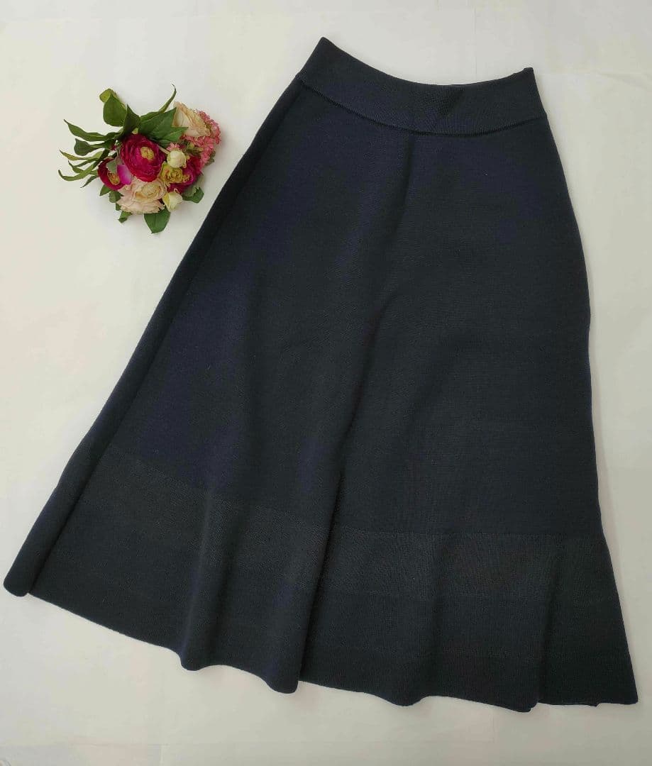 エルメス HERMES ニットフレアスカート 紺 L108997889 - スカート安い