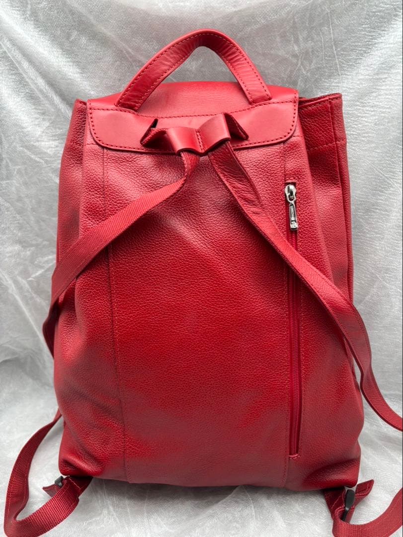 美品LONGCHAMP ロンシャンルフローネ本革レザーレッドリュック