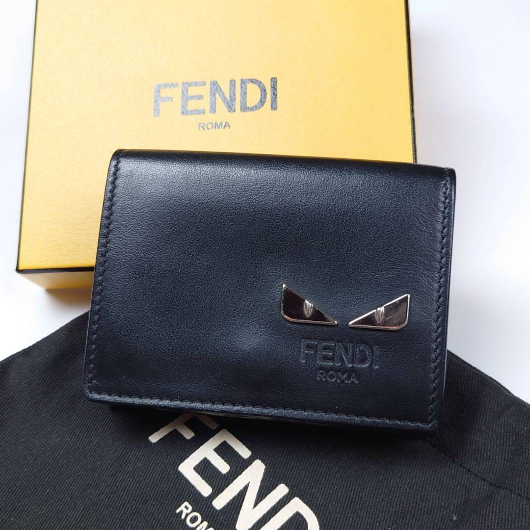 ✨極美品 FENDI モンスター 三つ折り財布 バグズアイ ブラック