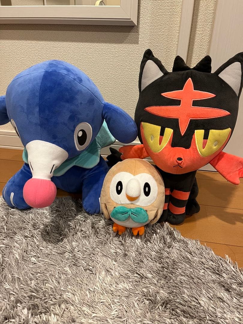 等身大ニャビー 、等身大アシマリ、おまけのモクローぬいぐるみ3点セット 等身大ニャビー 、等身大アシマリ、おまけのモクローぬいぐるみ3点