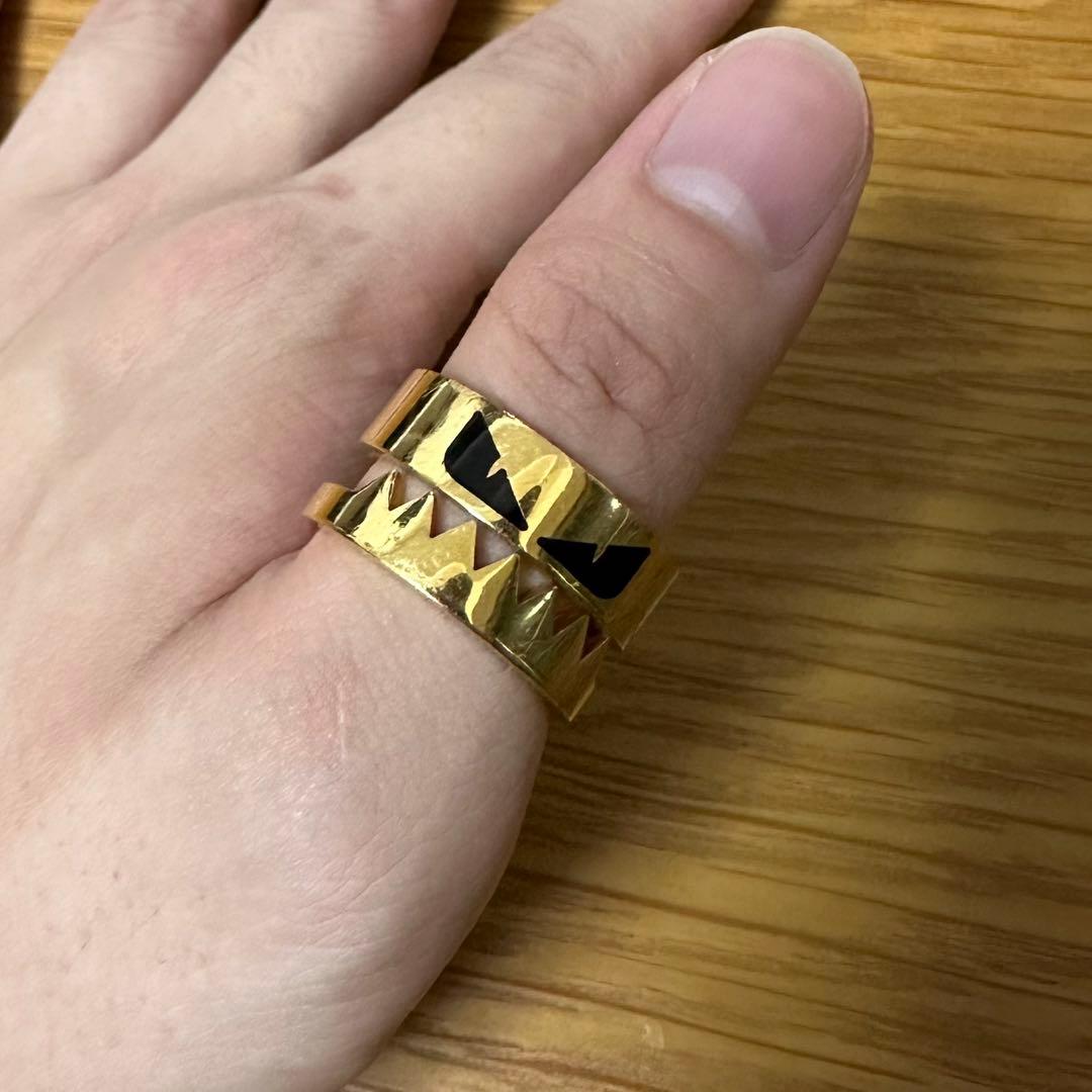 FENDI モンスター顔デザイン リング Mサイズ ゴールド【重要：箱あり