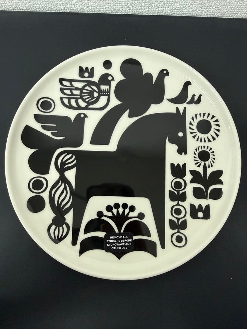 ペア】marimekko 白黒 お馬さん柄のお皿 約27cm marimekko www