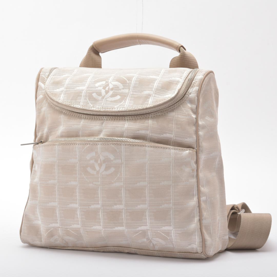 美品◇シャネル ニュートラベルラインリュックサックココマークジャガード ベージュ 美品◇シャネル ニュートラベルラインリュックサックココマーク