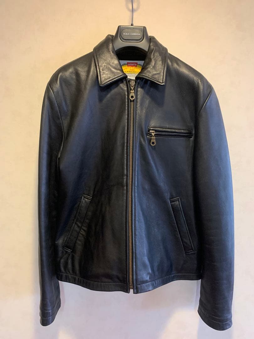 希少本物美品高級羊ラムレザーホワイトLEVI'SリーバイスライダースジャケットL レザージャケット メンズ 本革 ホワイト 白 シングルライダース