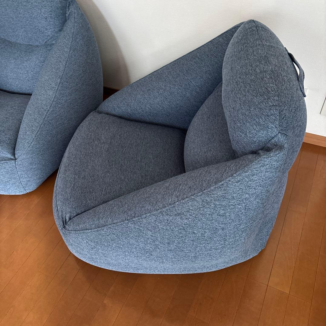 無印良品 ネイビー空気クッションソファ 1人掛け 空気ポンプ付 2個セット