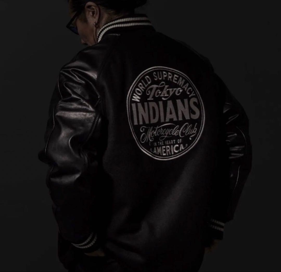 東京インディアンズ スタジャン varsity jacket 黒 XL 2025 - メルカリ