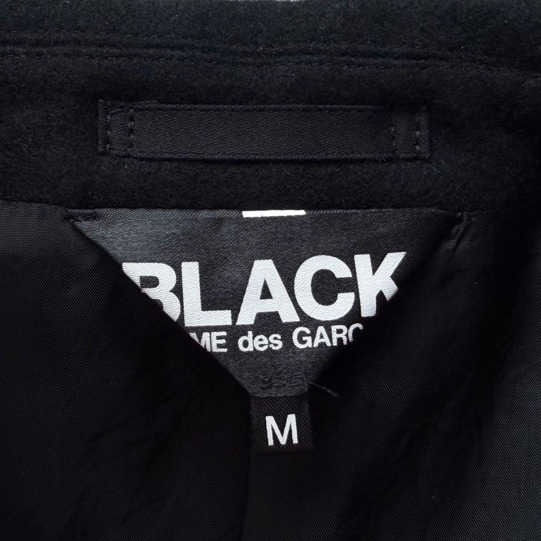 《美品》 ブラック コムデギャルソン 丸襟 ジャケット メルトン ウール M