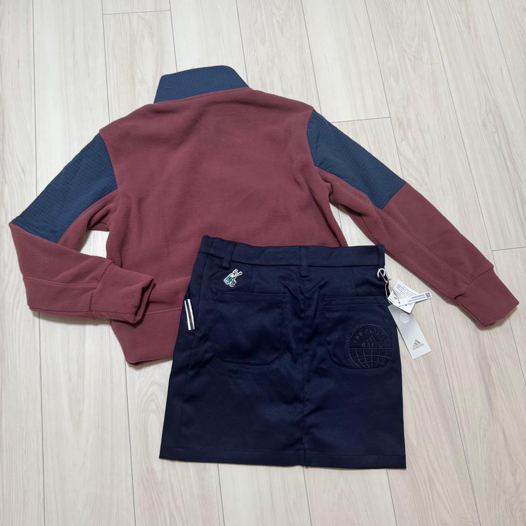 新品 アディダス セットアップ フリース もこもの スカート 秋冬 長袖 新品 アディダス セットアップ 長袖 もこもこ フリース ハイウエスト