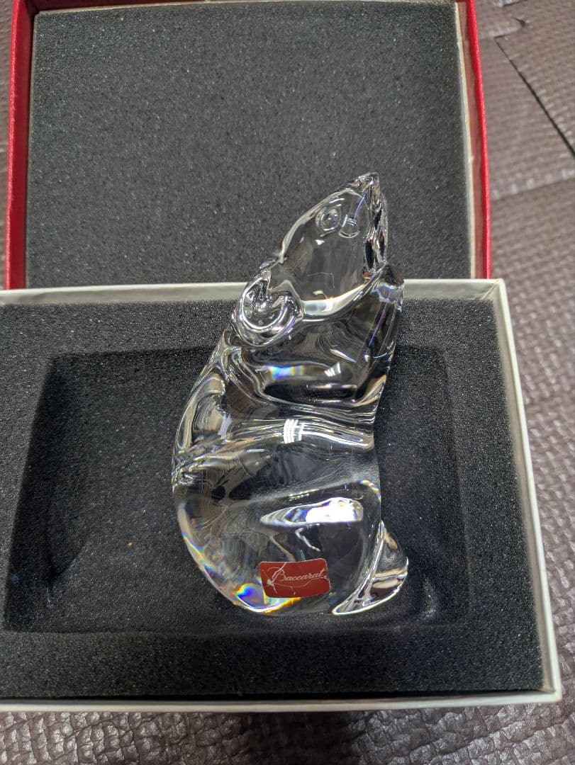 Baccarat バカラ 干支オーナメント 鼠 ネズミ 美品 バカラ フィギュリン ○ 置物 ネズミ 伏せ オーナメント 十二支 子