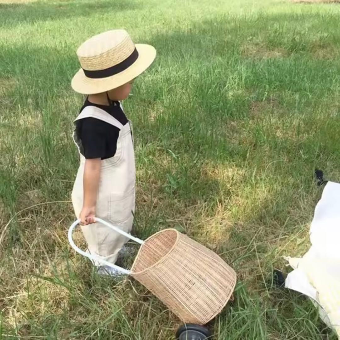 バスケット ラタンバギー 子供 手押し車 おままごと 韓国 カゴ バギー