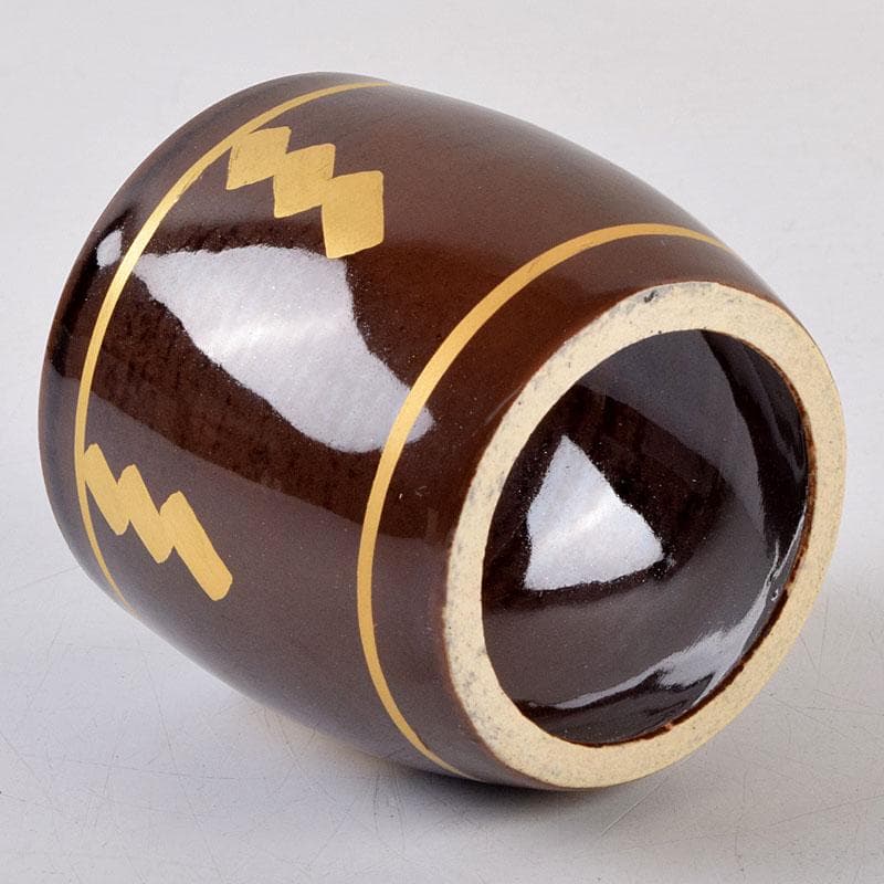 茶道具 膳所焼 淡海ぜぜ 陽炎園造 太鼓形 〆縄蒔絵 蓋置