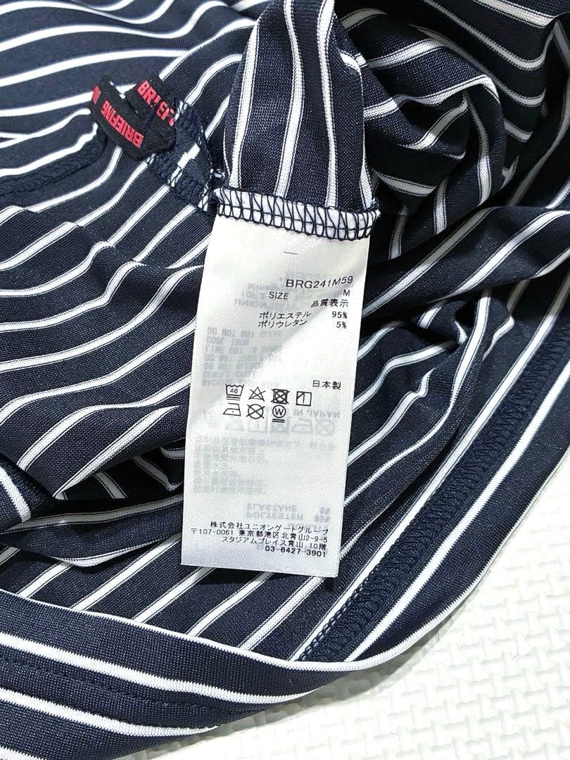 BRIEFING GOLF MS ストライプ ハイネックRF（NAVY／M）