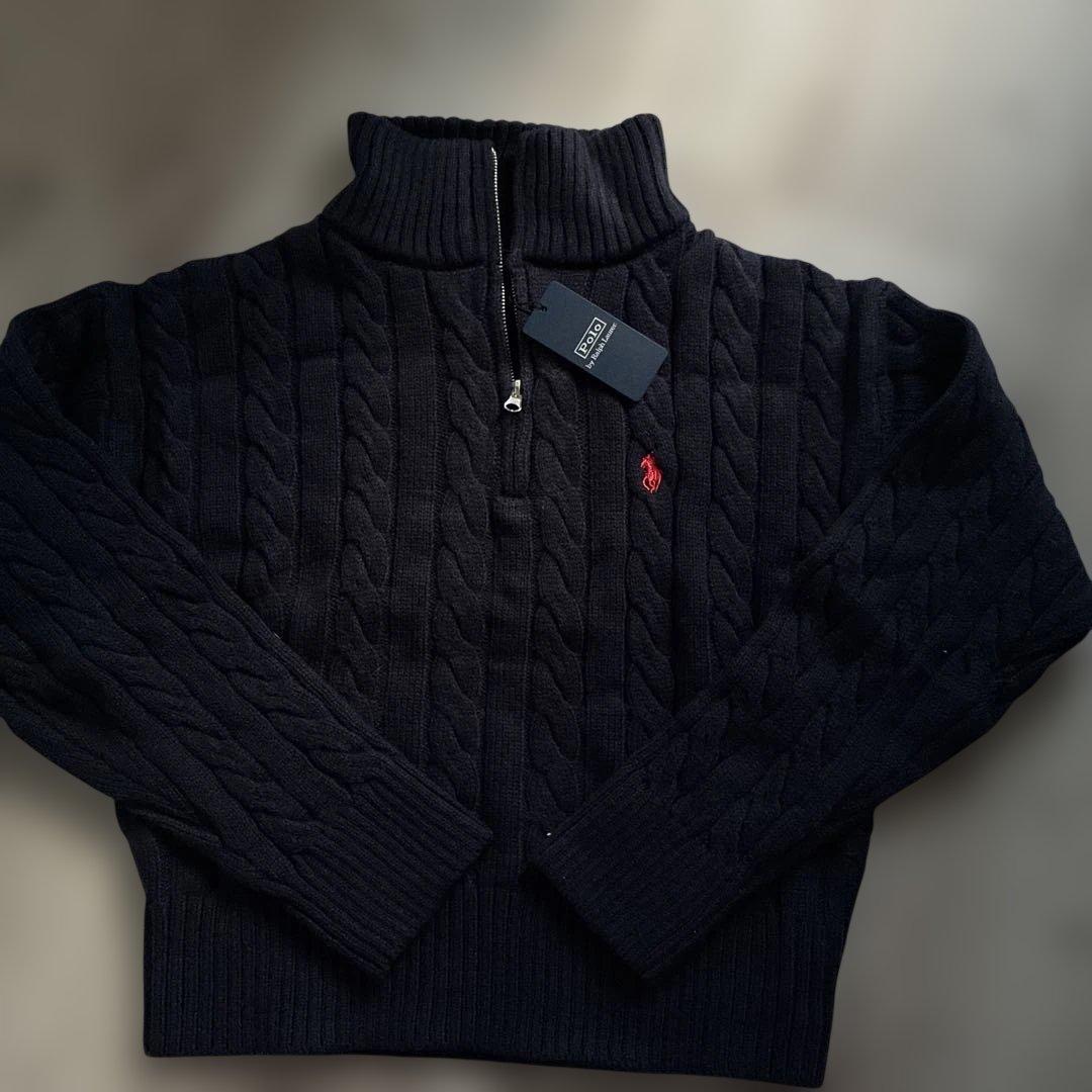 Polo Ralph Lauren ネイビー ハーフジップニットトップ Mサイズ - メルカリ