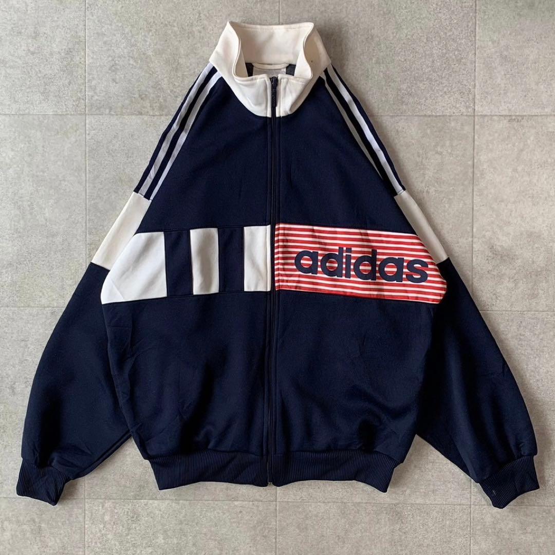 希少】80~90s XXL ゆったり アディダス トラックジャケット ネイビー