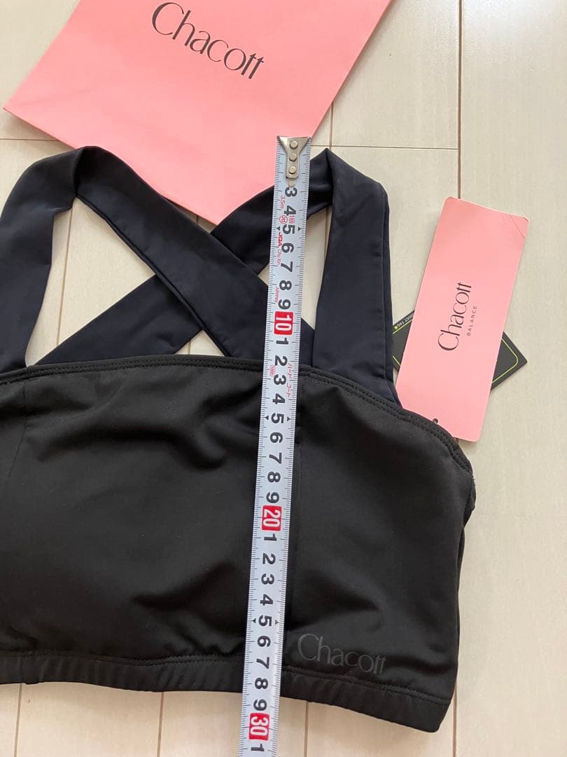 新品 チャコット ブラトップ M バレエ リボン 黒 ホットヨガ