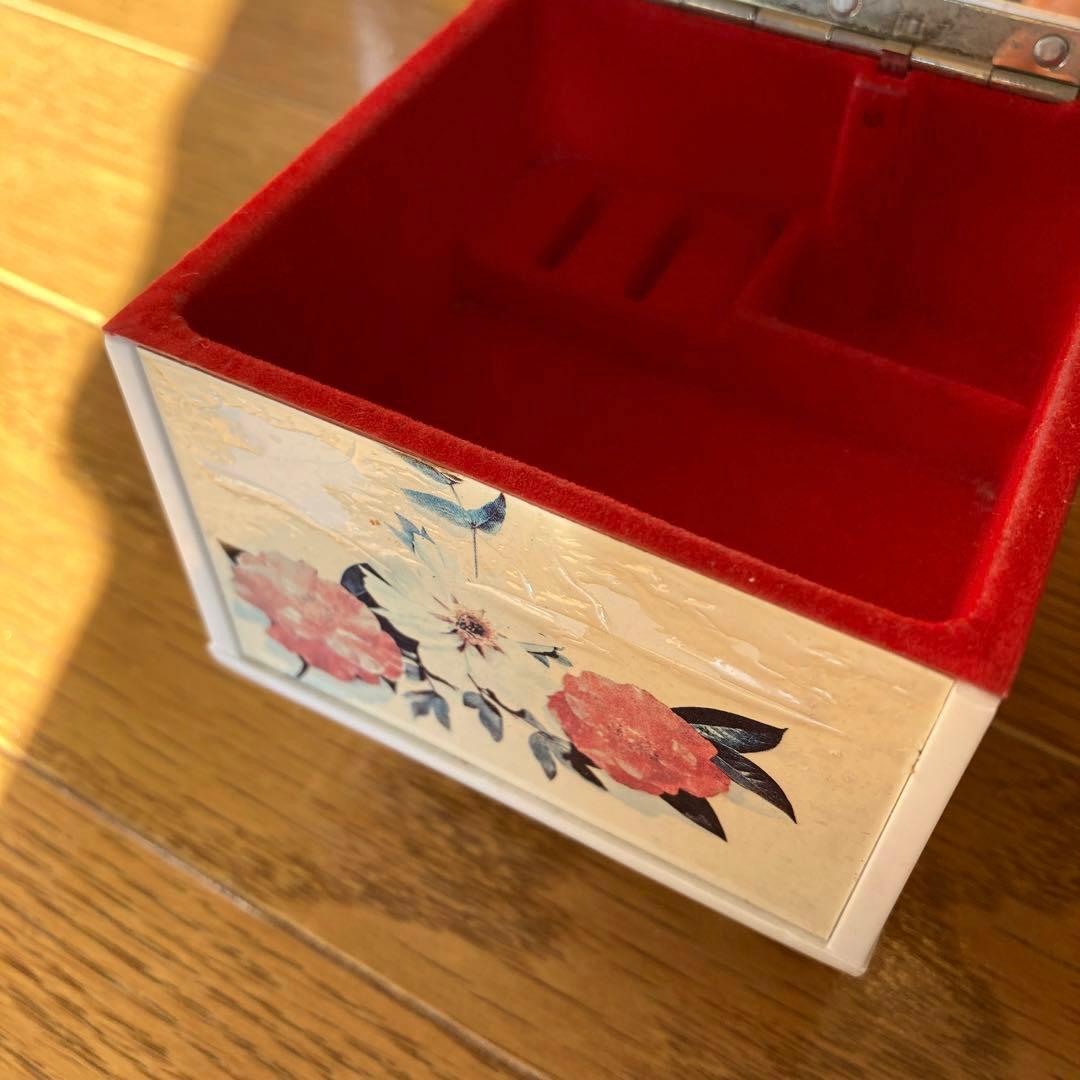 オルゴール 鏡付き ジュエリーボックス 小物入れ 宝石箱 花柄 昭和