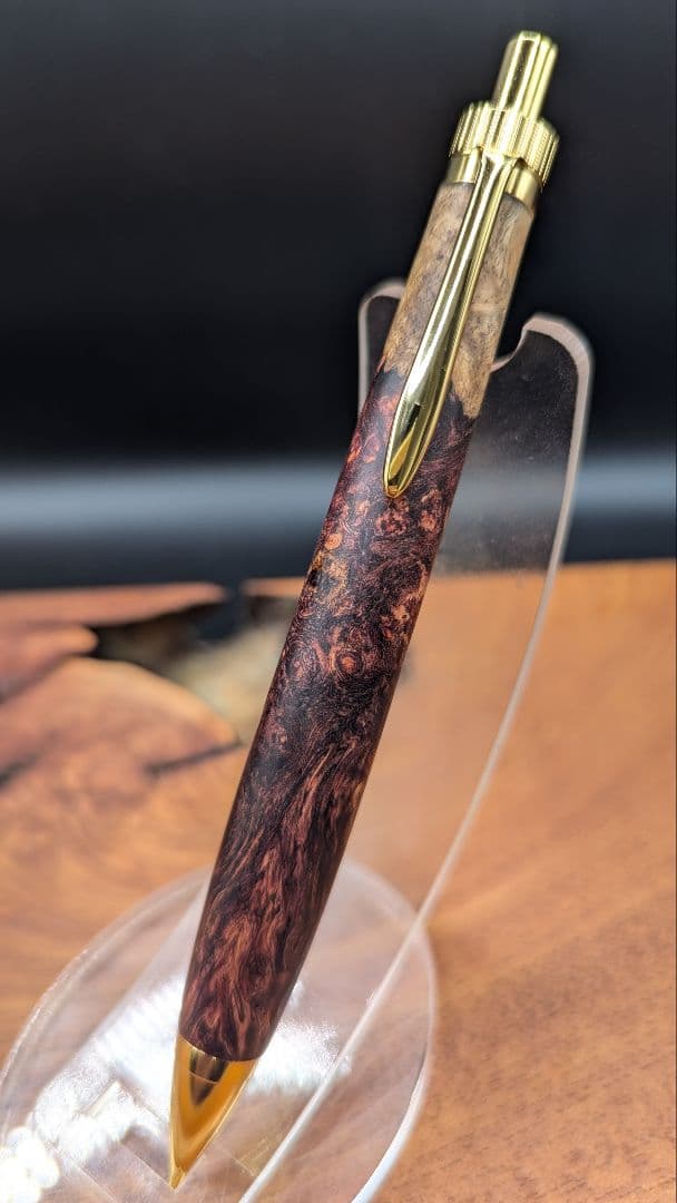 590超極上ホンジュラスローズウッド瘤杢　木軸シャーペン　ボールペン ホンジュラスローズ瘤杢】ウッドペンクラフトの木軸シャーペンを徹底