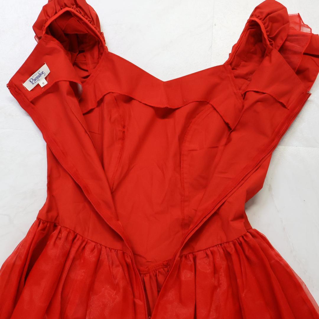 美品 日本製 フラダンス衣装】レッド Paondor ワンピース ドレス 赤