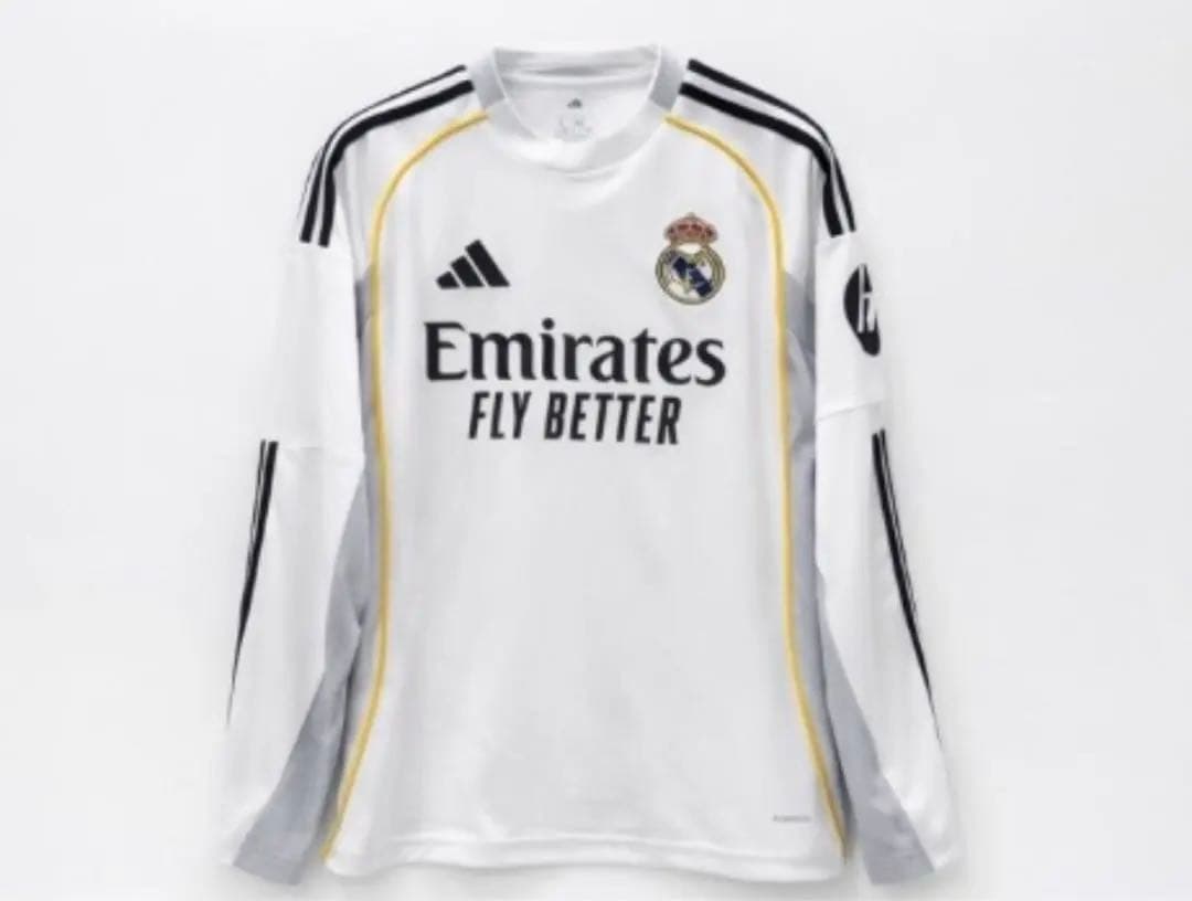 adidas Real Madrid 長袖シャツ M adidas Real Madrid 25/26 Long Sleeve Home Authentic Jersey - White