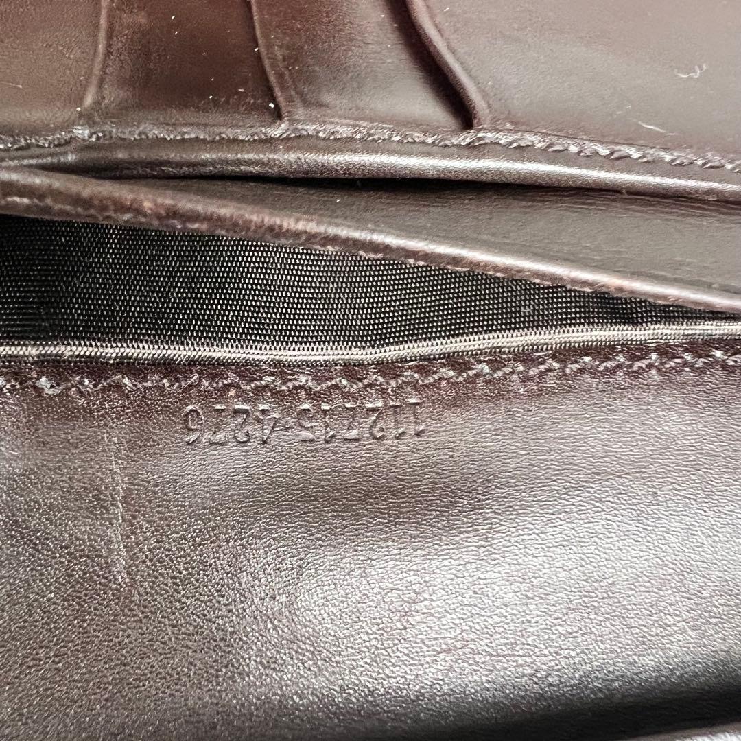 GUCCI GGエンボス レザー 長財布 ダークブラウン Wホック レザー GUCCI