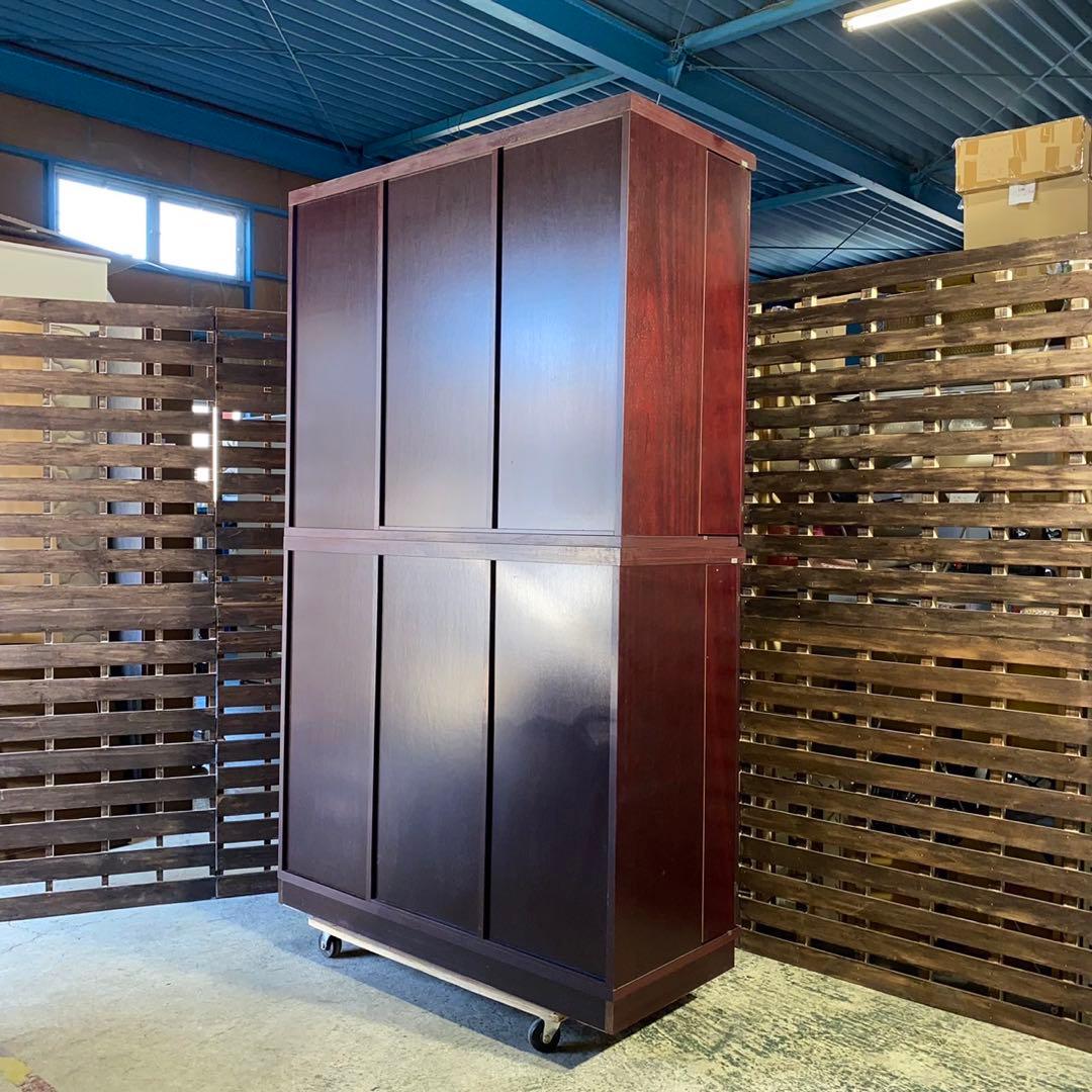 G377⭐︎ IDC大塚取扱 小島工芸 スライド式本棚 マルチボード 赤茶色