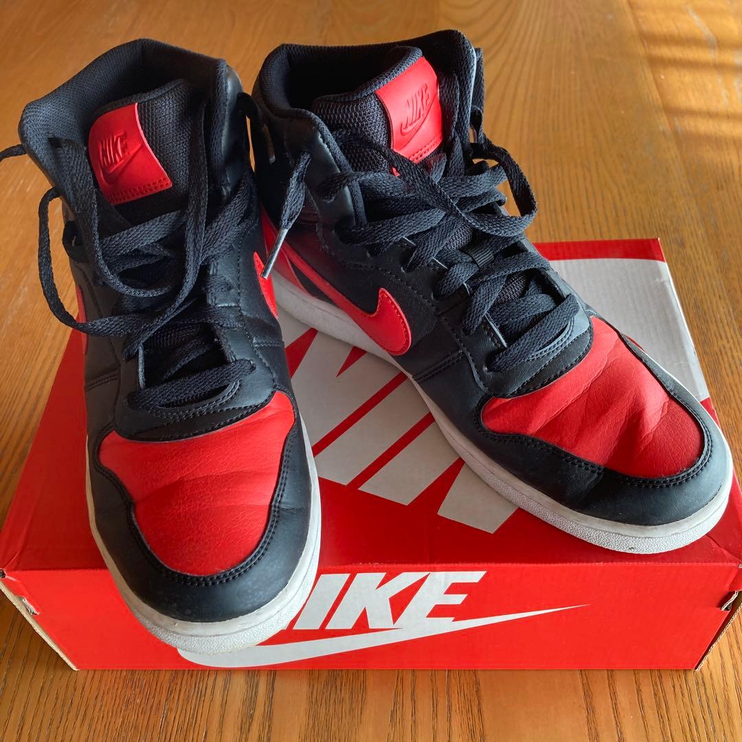 NIKE EBERNON ハイカットスニーカー 赤黒 エバノン - メルカリ