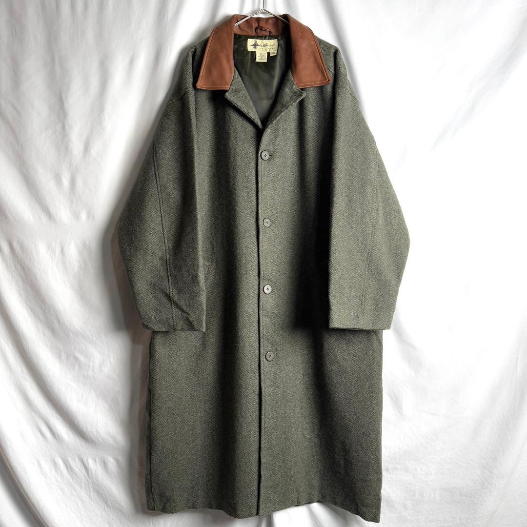 USA製 90s Eddie Bauer 襟レザー ウール ロング コート L - メルカリ