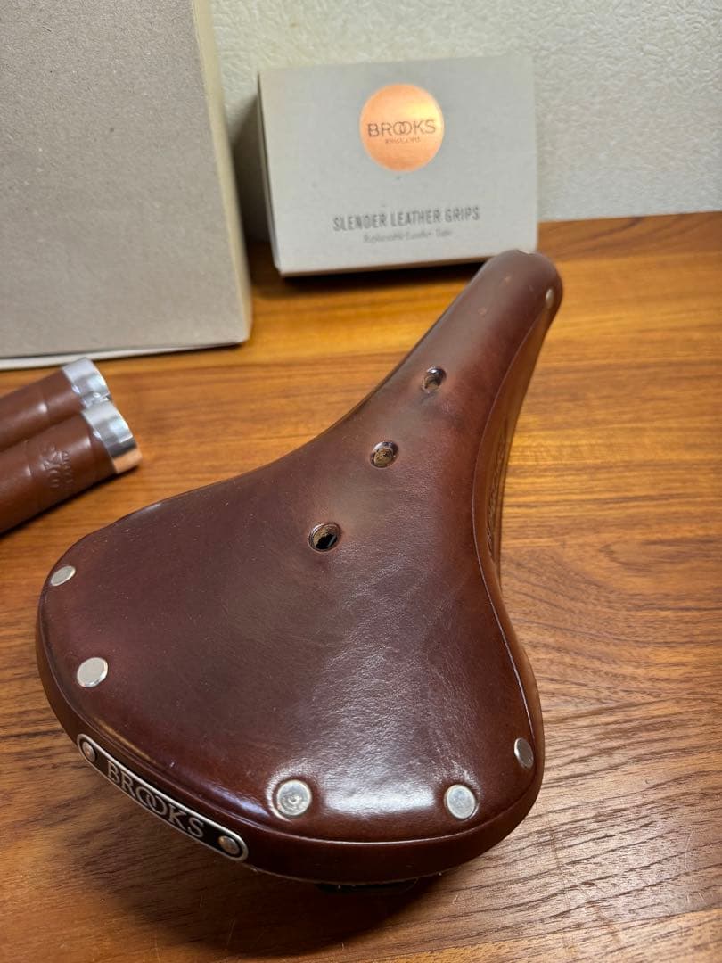 BROOKS ブラウンレザーサドル レザーグリップ セット B17 - メルカリ