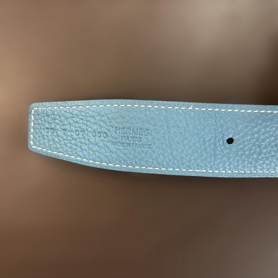 Yuji Koyama様限定】エルメス青レザーベルト メンズ ゴールドバックル