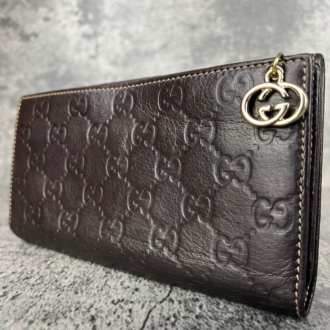 GUCCI グッチシマ インターロッキングG チャーム レザー 長財布 GUCCI グッチ インターロッキングG 長財布 レザー メンズ 中古